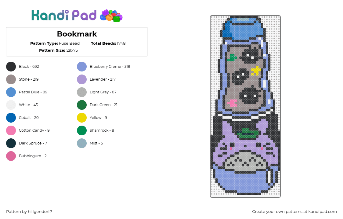 Bookmark - Fuse Bead Pattern by hillgendorf7 on Kandi Pad - my neighbor totoro,bookmark,lava lamp,soot sprites,animation,retro,ghibli,blue