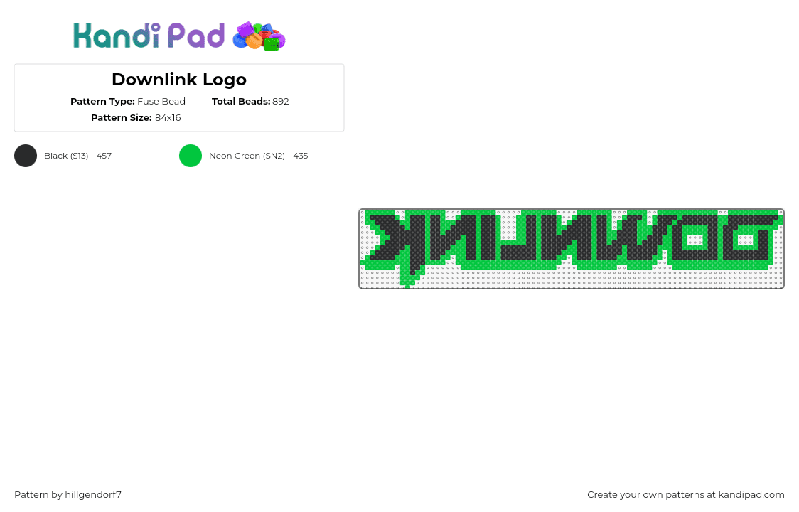 Downlink Logo - Fuse Bead Pattern by the_edm_perler_pattern_guy on Kandi Pad - downlink,logo,dj,edm,music,text,neon,black,green