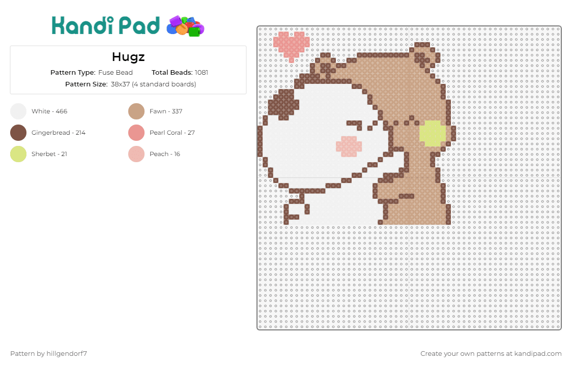 Hugz - Fuse Bead Pattern by hillgendorf7 on Kandi Pad - bear,animal,hugging,heart,love,cute