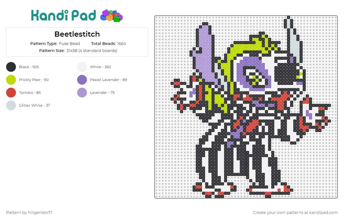 Beetlestitch - Fuse Bead Pattern by hillgendorf7 on Kandi Pad - stitch,lilo and stitch,halloween,beetlejuice,spooky