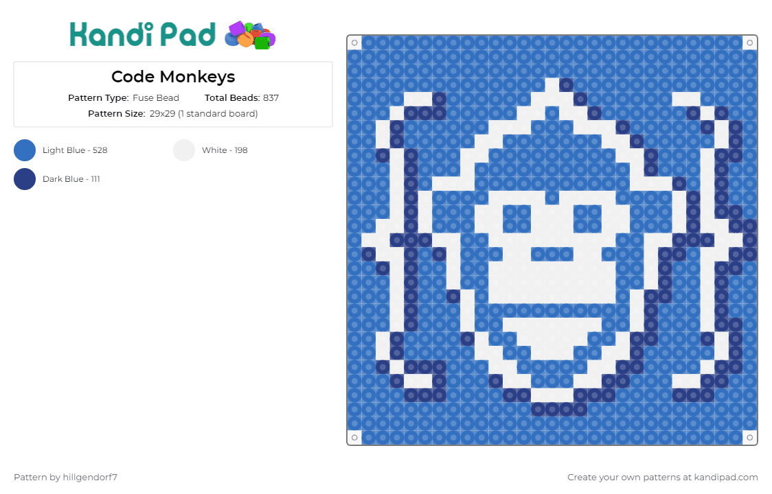 Code Monkeys - Fuse Bead Pattern by hillgendorf7 on Kandi Pad - monkeys,animals,discord,programming