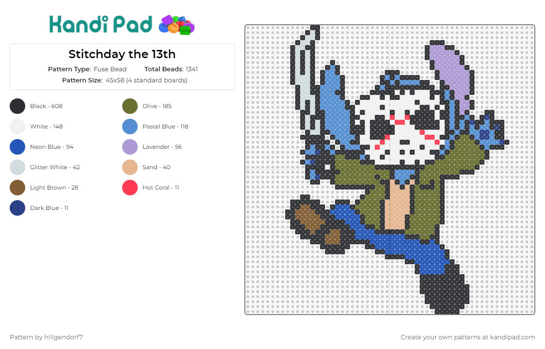 Stitchday the 13th - Fuse Bead Pattern by hillgendorf7 on Kandi Pad - stitch,lilo and stitch,halloween,friday the 13th,jason,horror,spooky