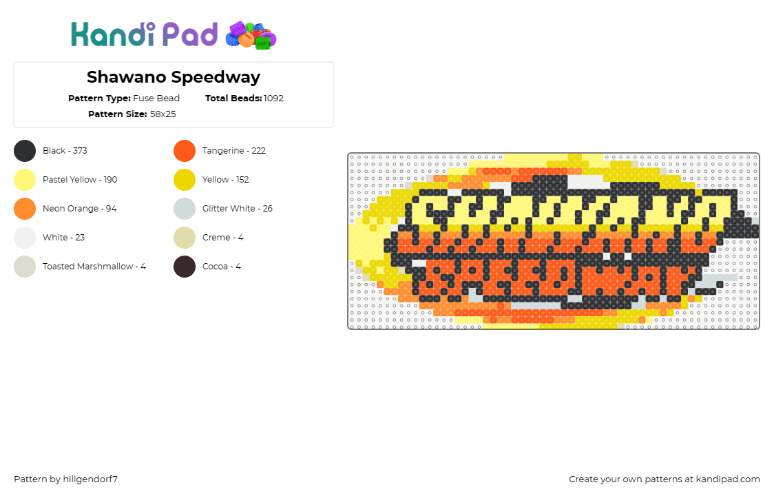 Shawano Speedway - Fuse Bead Pattern by hillgendorf7 on Kandi Pad - speedway,racing