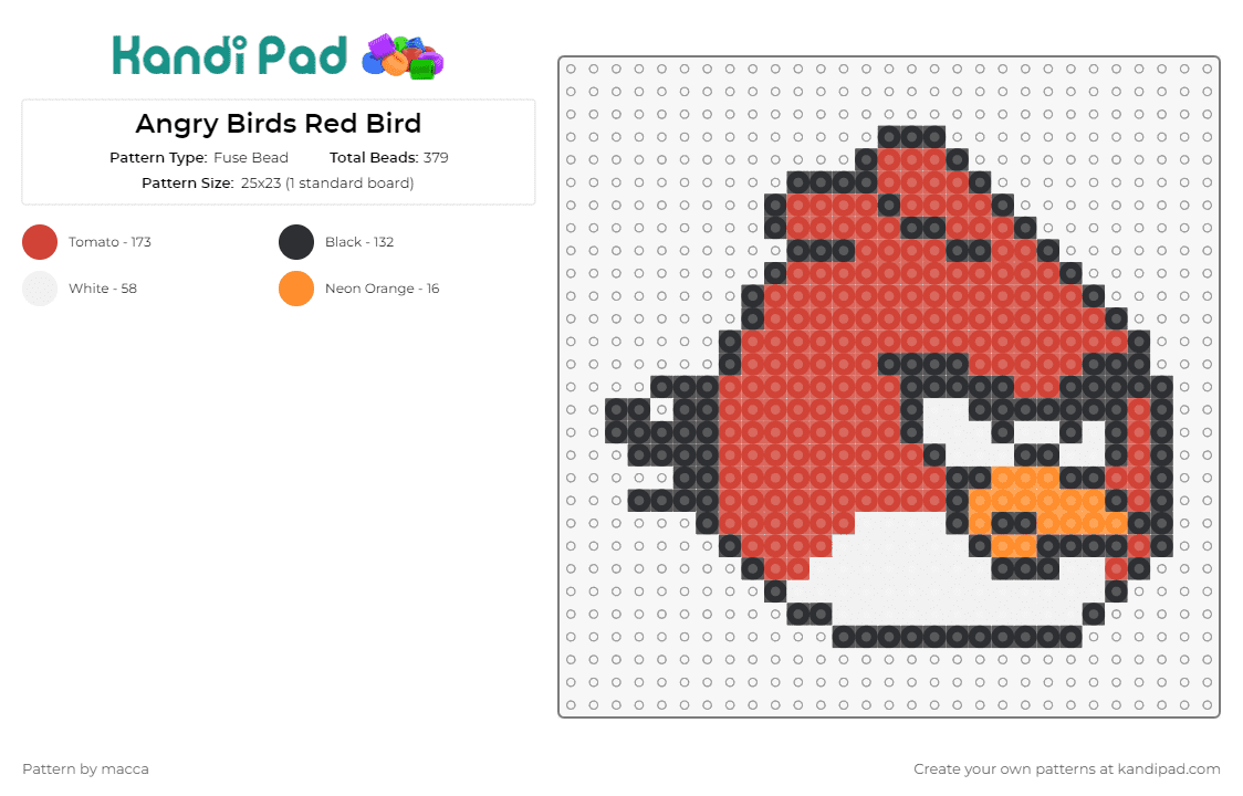 Angry Birds Red Bird - Fuse Bead Pattern by macca on Kandi Pad - angry birds,video games