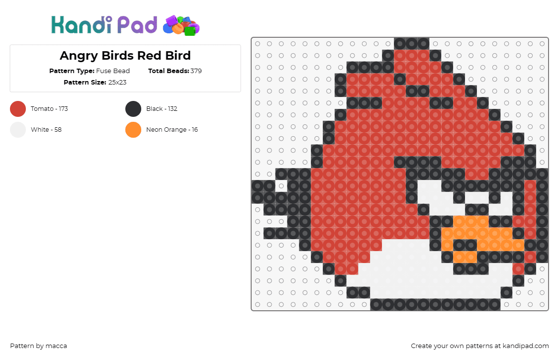 Angry Birds Red Bird - Fuse Bead Pattern by macca on Kandi Pad - angry birds,video games