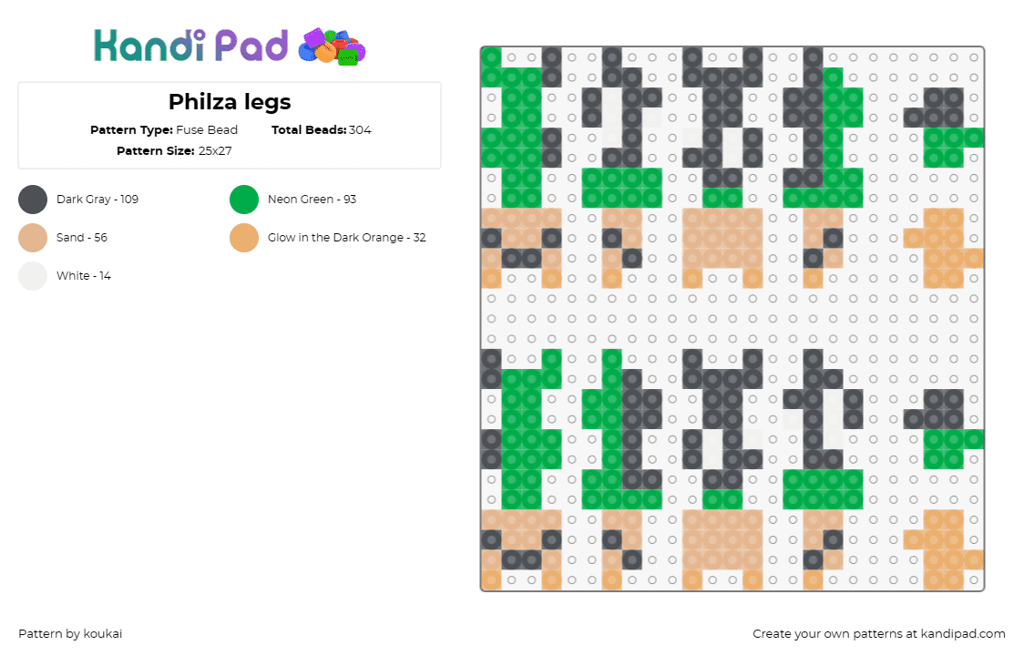 Philza legs - Fuse Bead Pattern by koukai on Kandi Pad - philza,minecraft,3d,video games
