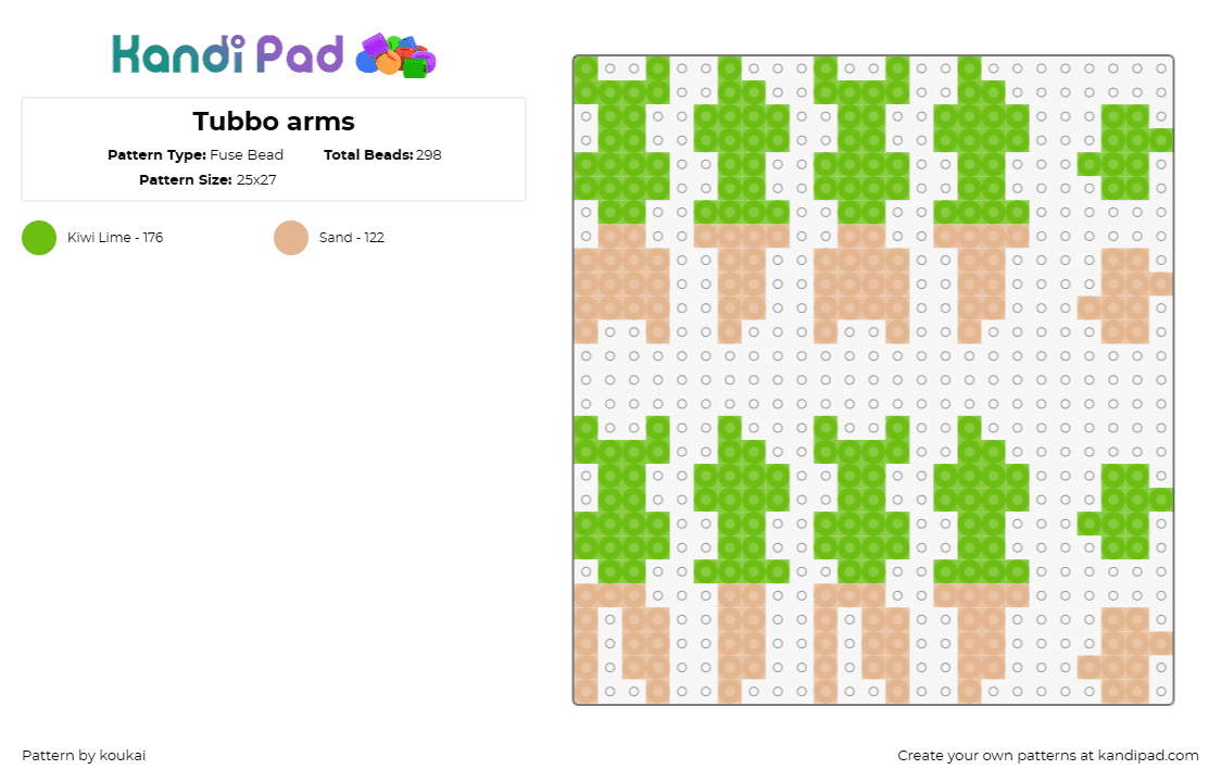 Tubbo arms - Fuse Bead Pattern by koukai on Kandi Pad - minecraft,tubbo,videogames