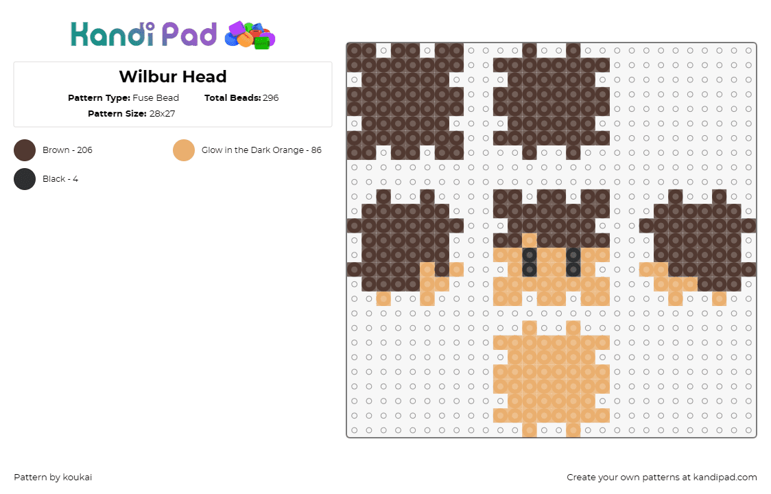 Wilbur Head - Fuse Bead Pattern by koukai on Kandi Pad - wilbur,minecraft,3d,video games