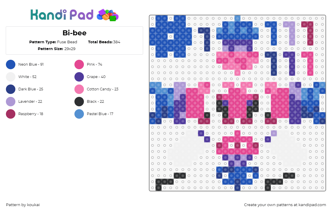 Bi-bee - Fuse Bead Pattern by koukai on Kandi Pad - bisexual,bees,3d