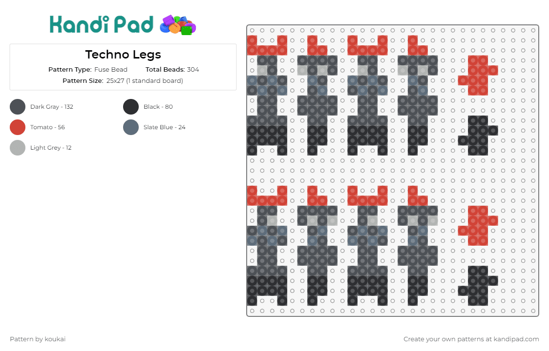 Techno Legs - Fuse Bead Pattern by koukai on Kandi Pad - 