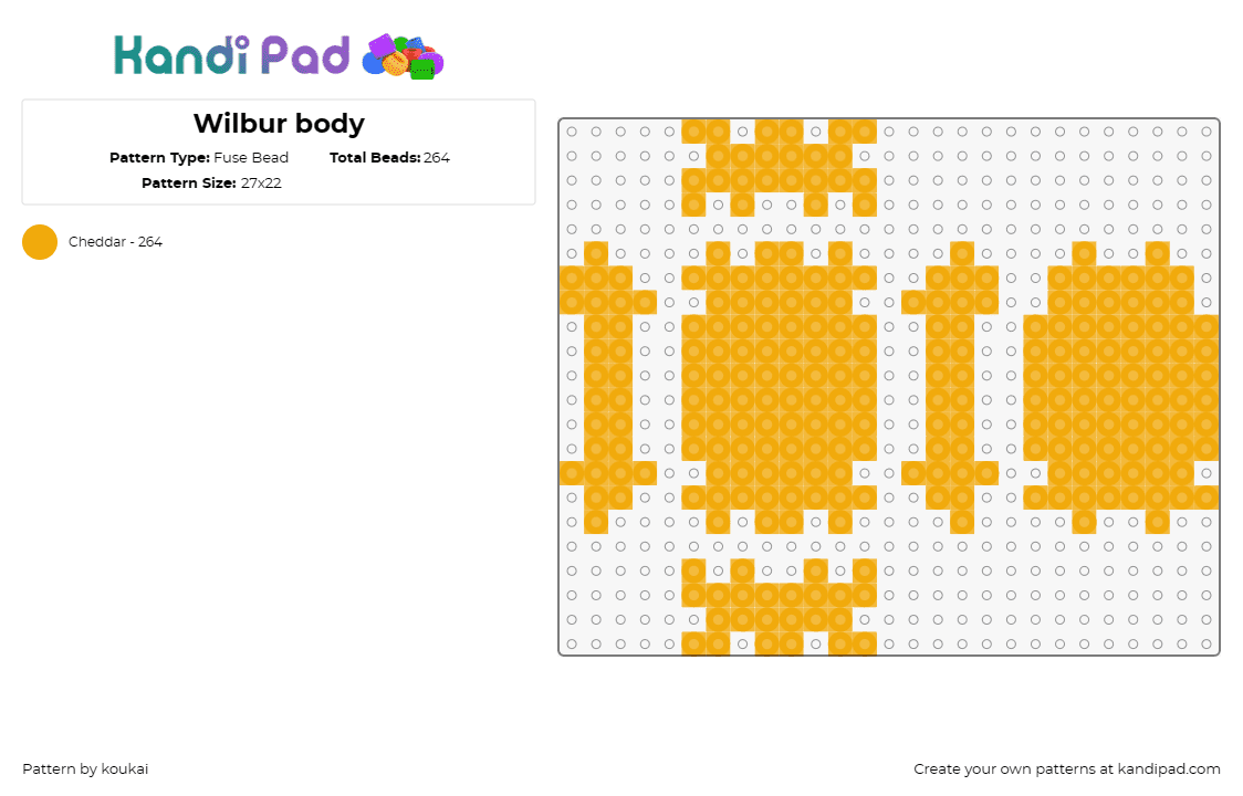 Wilbur body - Fuse Bead Pattern by koukai on Kandi Pad - wilbur,minecraft,3d,video games