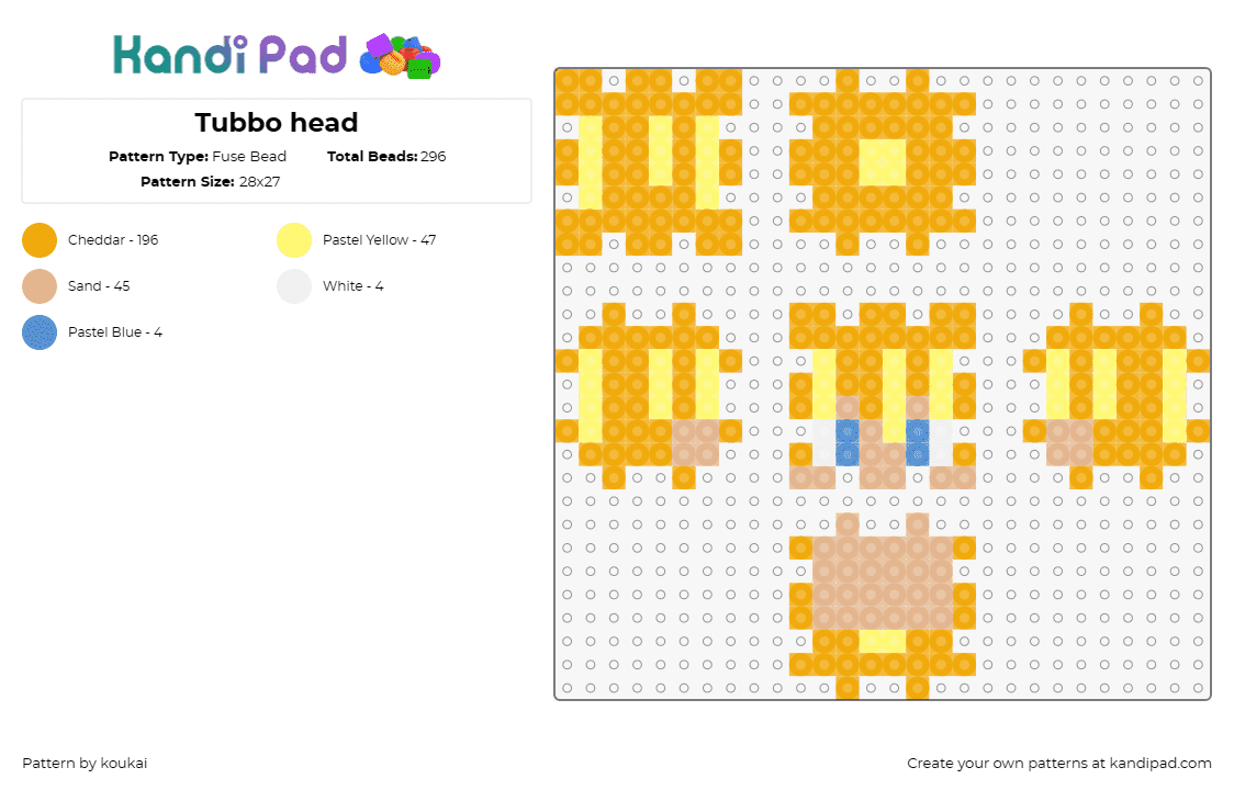 Tubbo head - Fuse Bead Pattern by koukai on Kandi Pad - minecraft,tubbo,videogames
