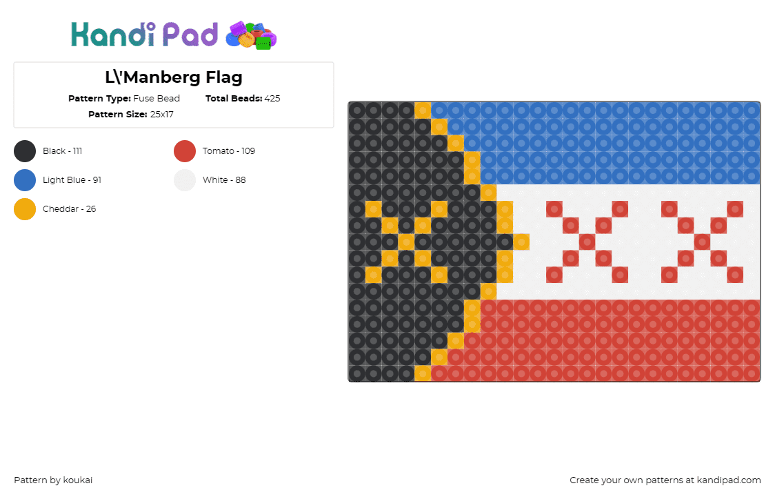 L\'Manberg Flag - Fuse Bead Pattern by koukai on Kandi Pad - lmanberg,flags