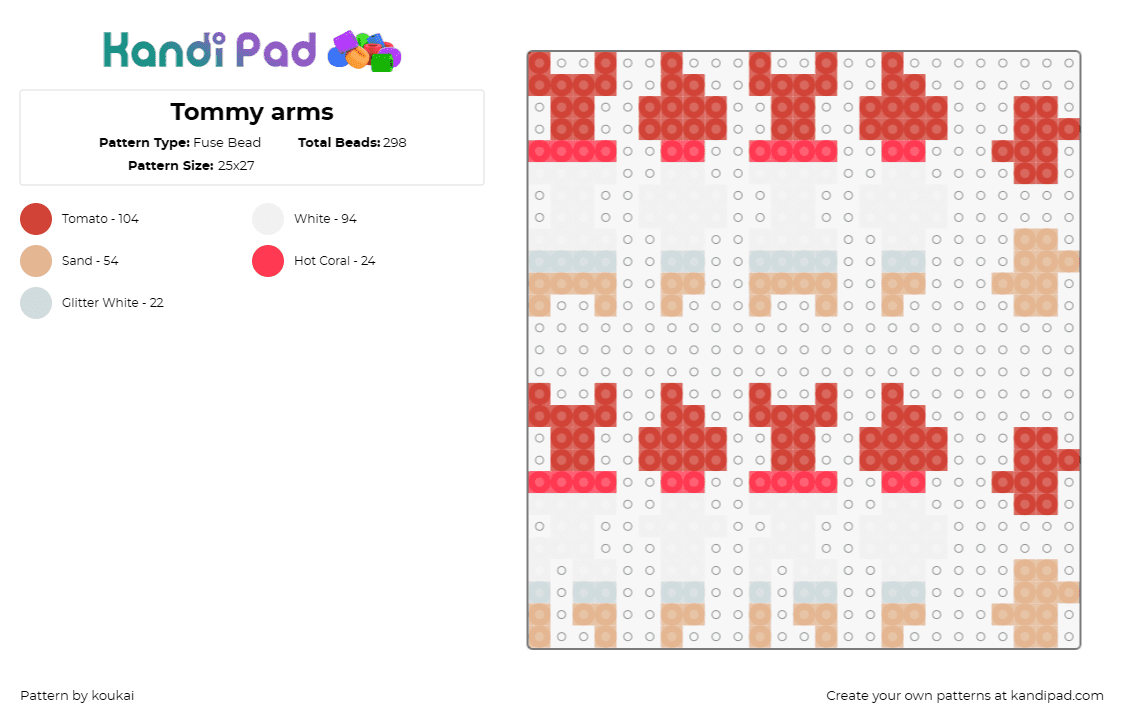 Tommy arms - Fuse Bead Pattern by koukai on Kandi Pad - minecraft,tommy,videogames