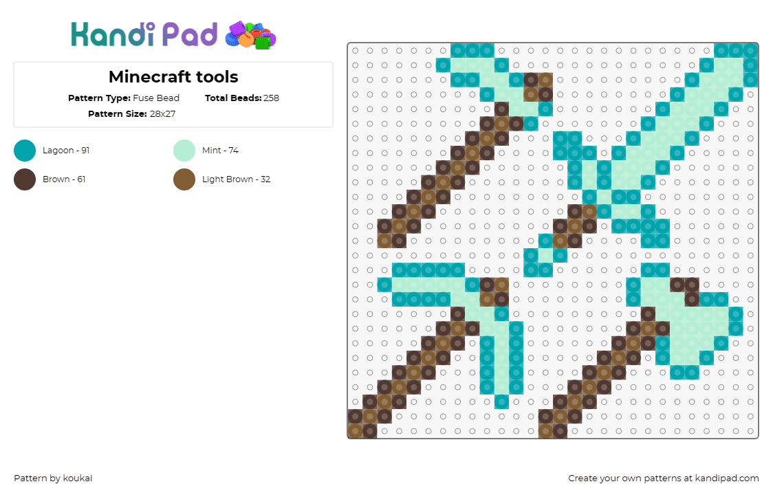 Minecraft tools - Fuse Bead Pattern by koukai on Kandi Pad - minecraft,tools,video games