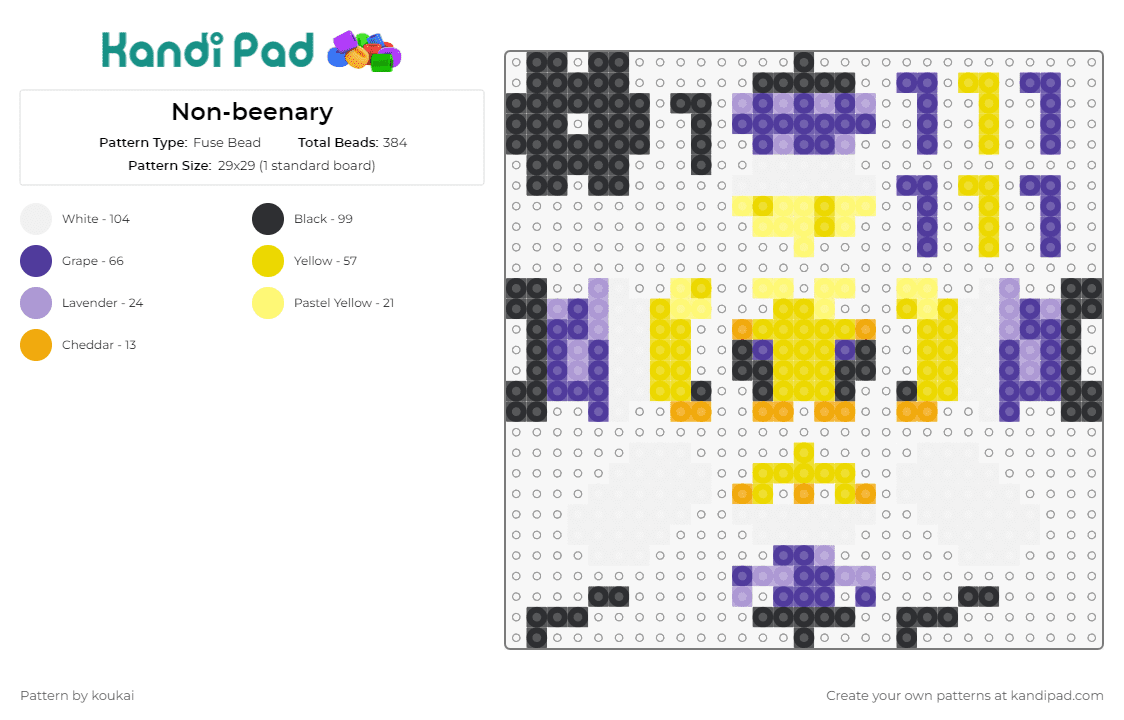 Non-beenary - Fuse Bead Pattern by koukai on Kandi Pad - nonbinary,bees,3d