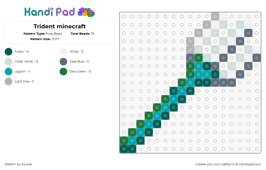 Trident minecraft - Fuse Bead Pattern by koukai on Kandi Pad - minecraft,trident,video games