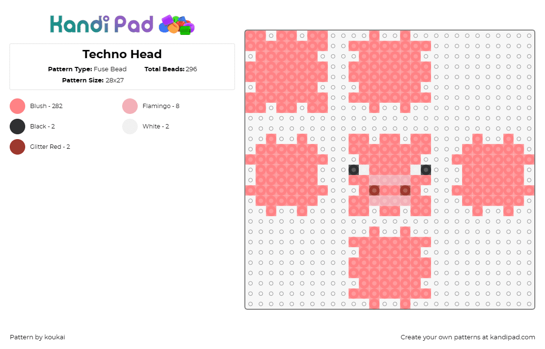 Techno Head - Fuse Bead Pattern by koukai on Kandi Pad - technoblade,peppa pig,tv shows,cartoon,animals,3d