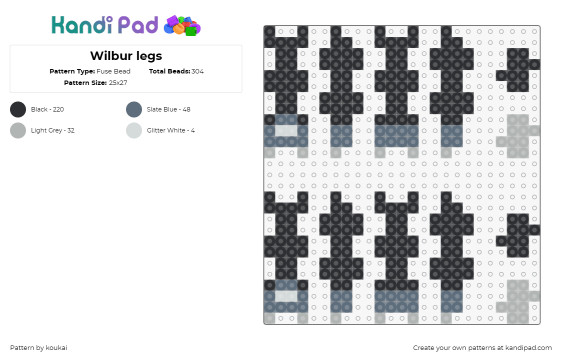 Wilbur legs - Fuse Bead Pattern by koukai on Kandi Pad - wilbur,minecraft,3d,video games