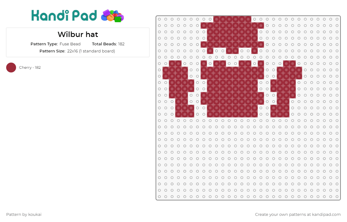 Wilbur hat - Fuse Bead Pattern by koukai on Kandi Pad - wilbur,minecraft,3d,hat,video games