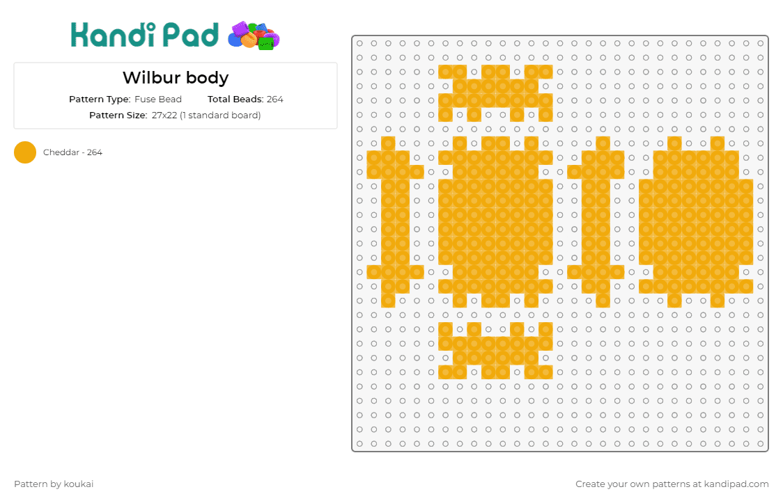 Wilbur body - Fuse Bead Pattern by koukai on Kandi Pad - wilbur,minecraft,3d,video games