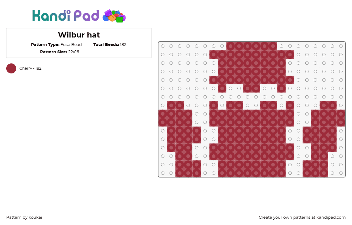Wilbur hat - Fuse Bead Pattern by koukai on Kandi Pad - wilbur,minecraft,3d,hat,video games