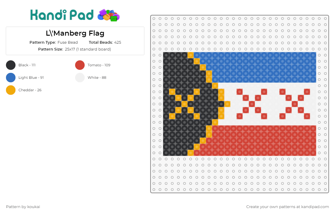 L\'Manberg Flag - Fuse Bead Pattern by koukai on Kandi Pad - lmanberg,flags