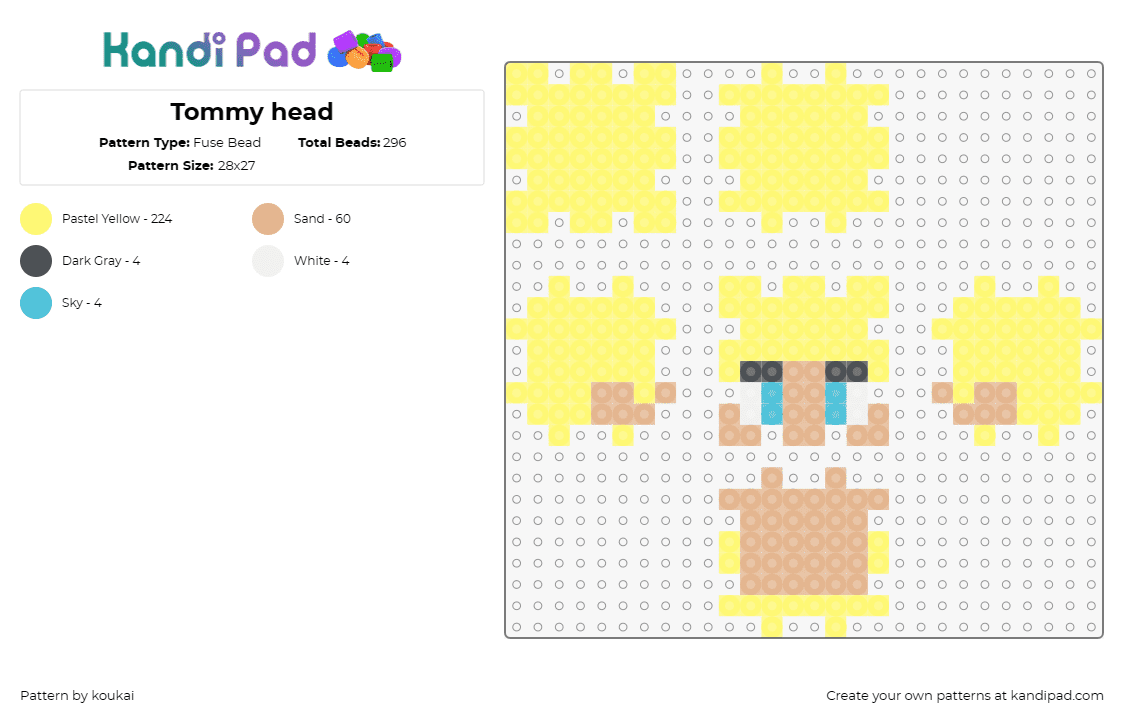 Tommy head - Fuse Bead Pattern by koukai on Kandi Pad - tommy,minecraft,3d,video games