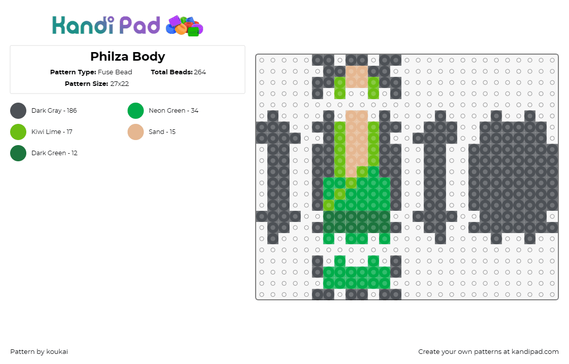 Philza Body - Fuse Bead Pattern by koukai on Kandi Pad - philza,minecraft,3d,video games