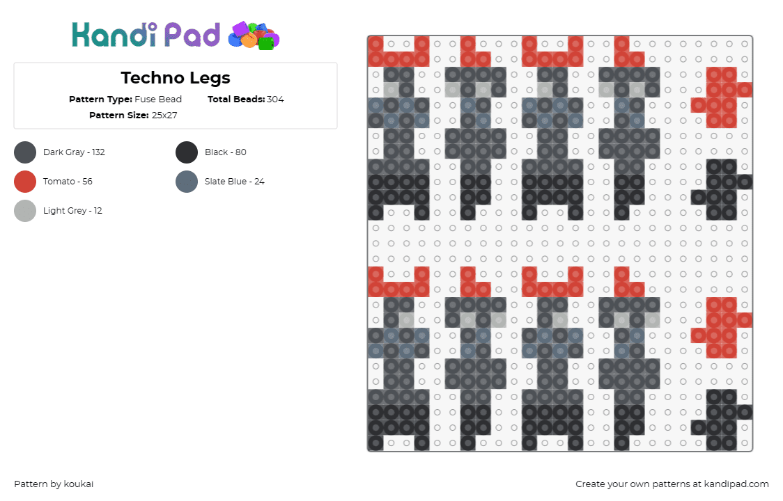 Techno Legs - Fuse Bead Pattern by koukai on Kandi Pad - 
