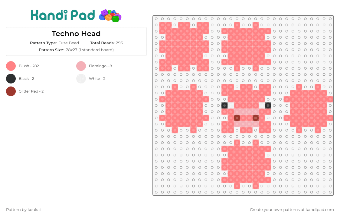 Techno Head - Fuse Bead Pattern by koukai on Kandi Pad - technoblade,peppa pig,tv shows,cartoon,animals,3d