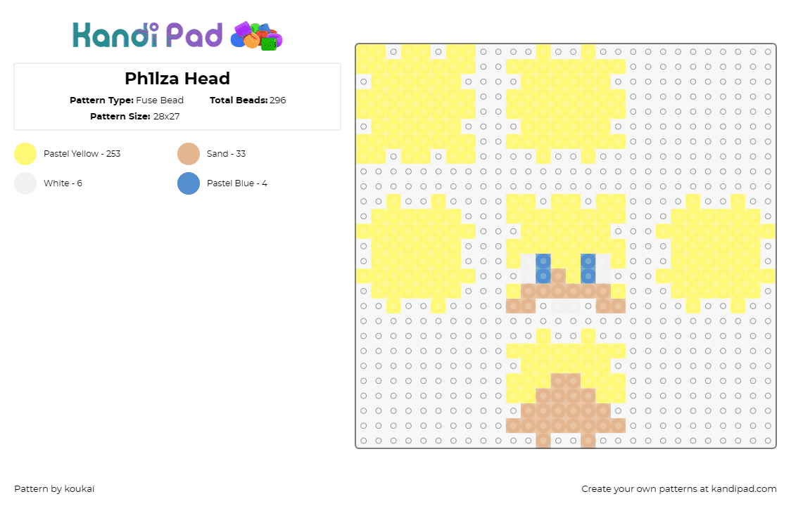 Ph1lza Head - Fuse Bead Pattern by koukai on Kandi Pad - philza,minecraft,3d,video games