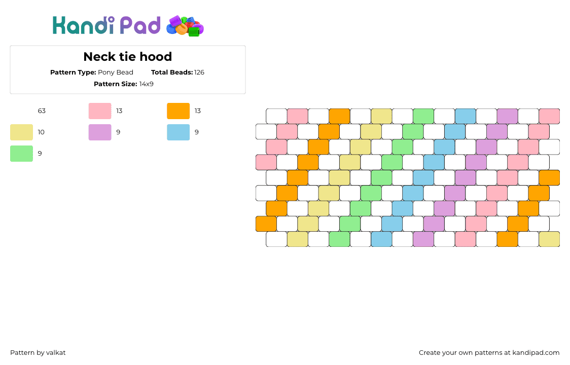 Neck Tie Hood Pony Bead Pattern - Kandi Pad 