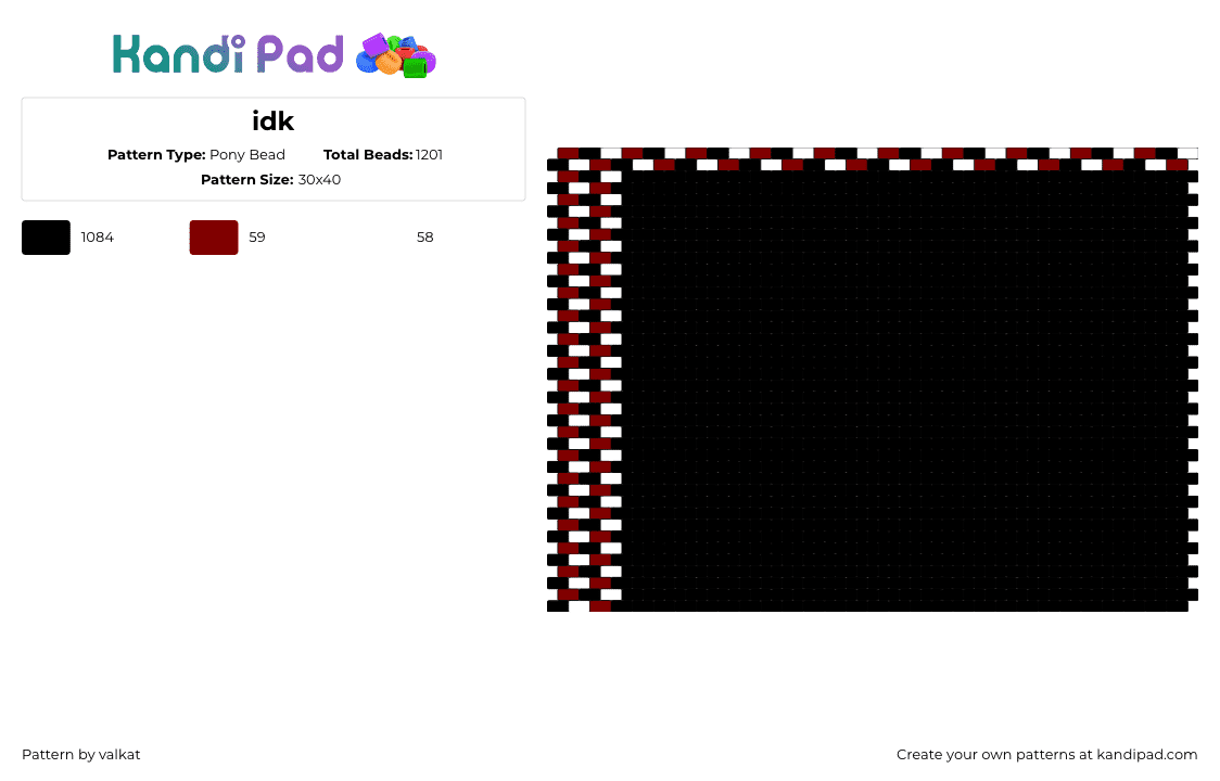 idk - Pony Bead Pattern by valkat on Kandi Pad - dark,panel,checkered,black