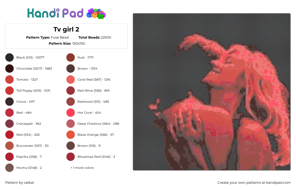 Tv girl 2 - Fuse Bead Pattern by valkat on Kandi Pad - 