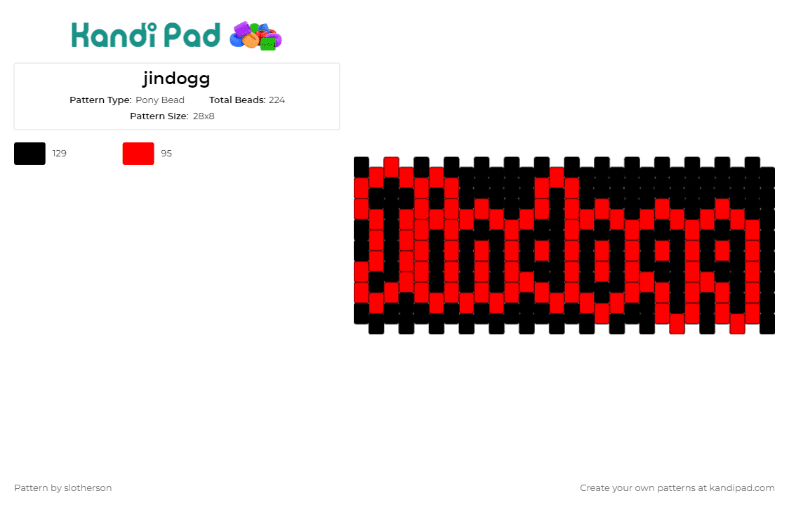 jindogg - Pony Bead Pattern by slotherson on Kandi Pad - jindogg,music,rap,cuff