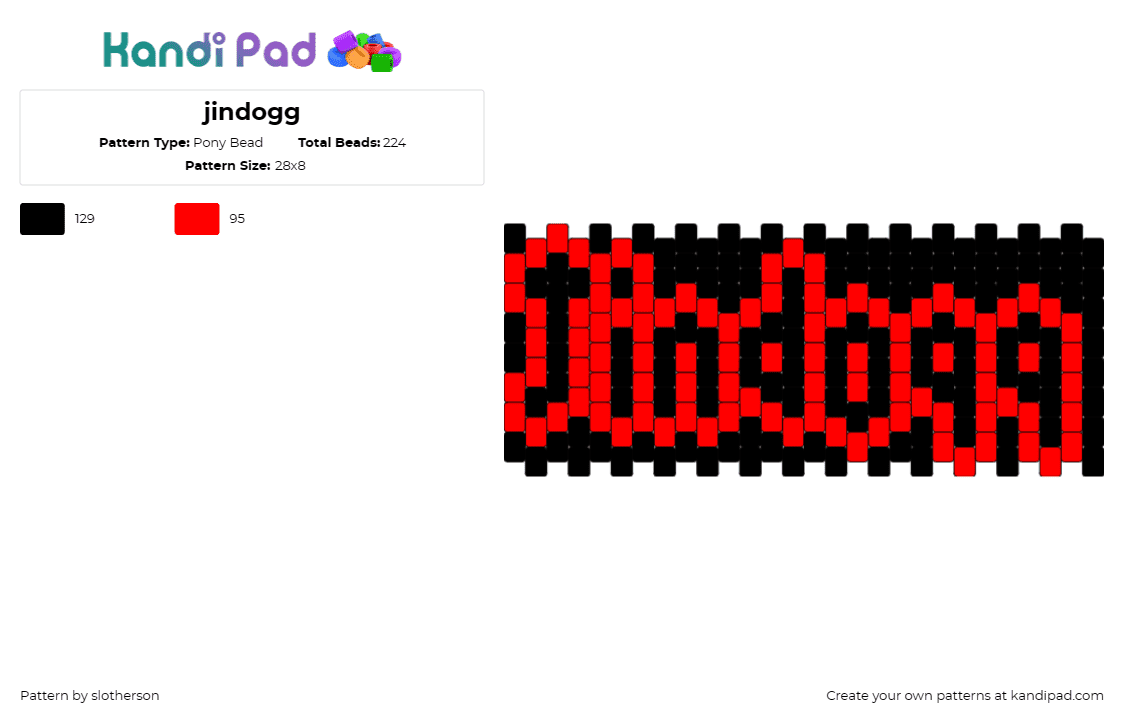 jindogg - Pony Bead Pattern by slotherson on Kandi Pad - jindogg,music,rap,cuff