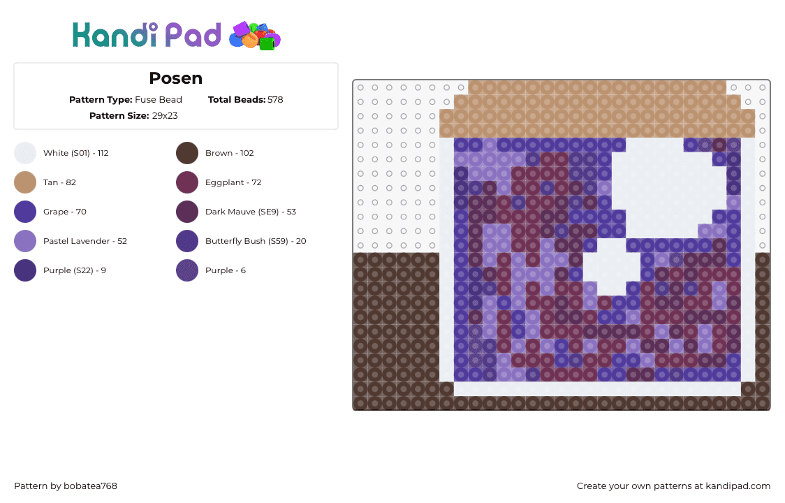 Posen - Fuse Bead Pattern by bobatea768 on Kandi Pad - poisen,jar,purple,tan,brown