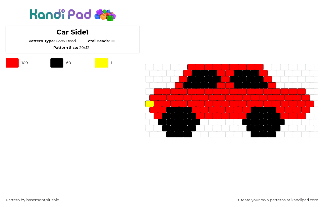 Car Side1 - Pony Bead Pattern by basementplushie on Kandi Pad - car,vehicle,automobile,red,black