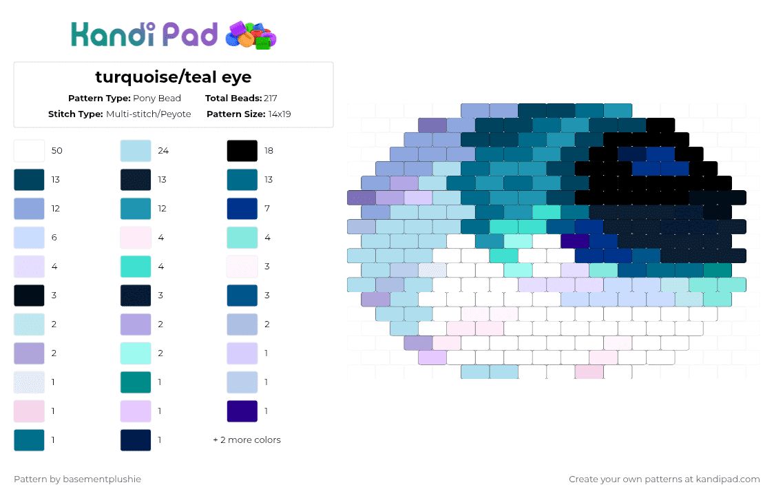turquoise/teal eye - Pony Bead Pattern by basementplushie on Kandi Pad - blue,light blue