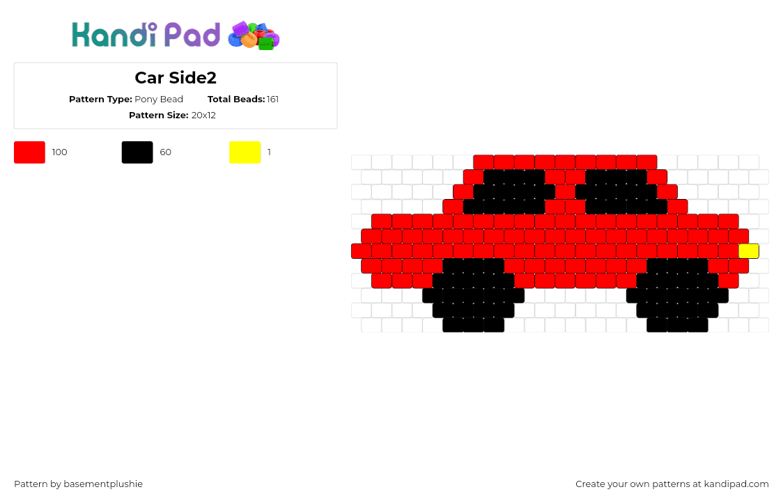 Car Side2 - Pony Bead Pattern by basementplushie on Kandi Pad - car,vehicle,automobile,red,black