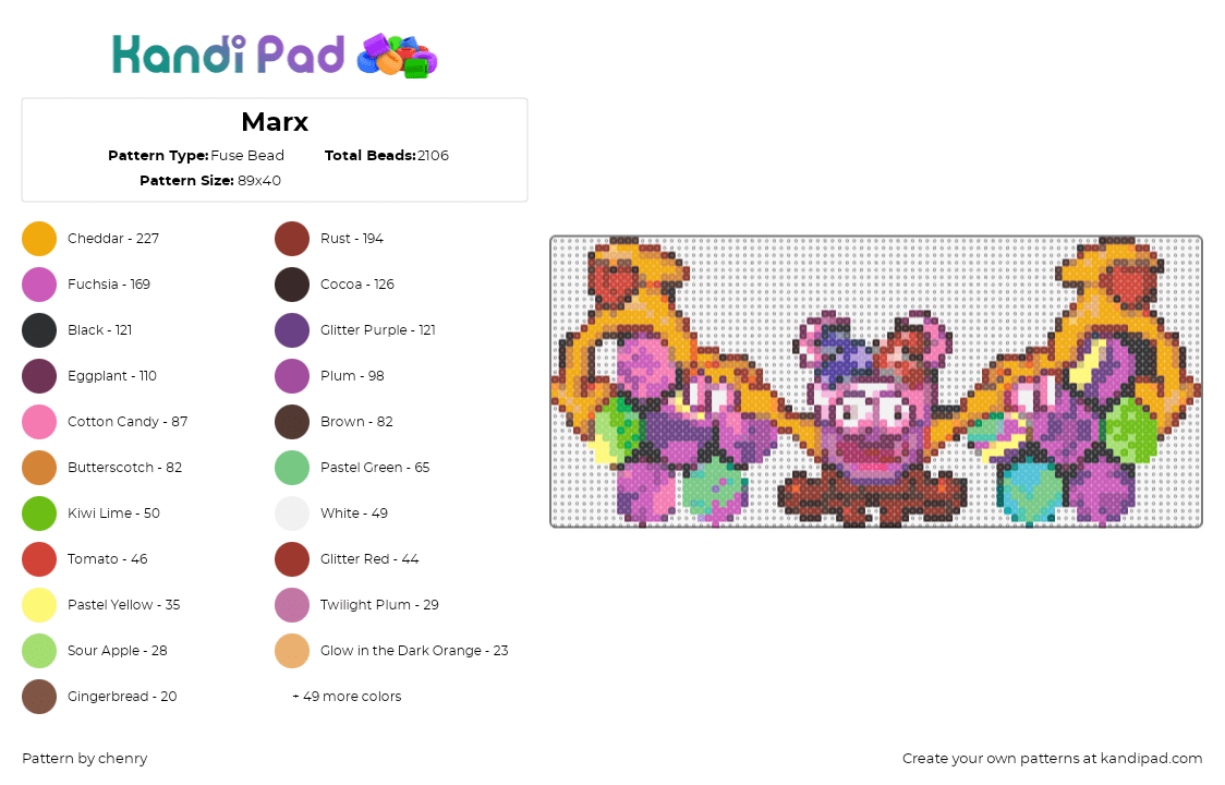 Marx - Fuse Bead Pattern by chenry on Kandi Pad - marx soul,kirby,nintendo,character,colorful,video game,gold,purple