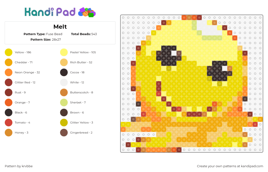 Melt - Fuse Bead Pattern by krvbbe on Kandi Pad - smiley,melting,emoji,face,yellow