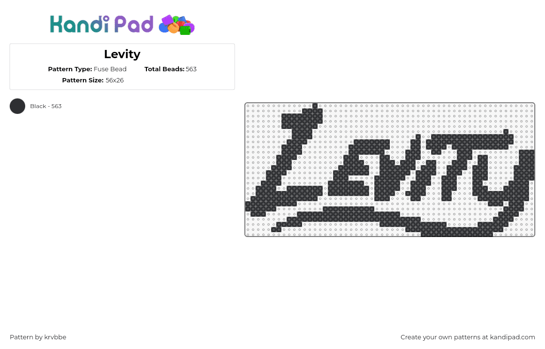 Levity - Fuse Bead Pattern by krvbbe on Kandi Pad - levity,logo,text,dj,graffiti,music,edm,black