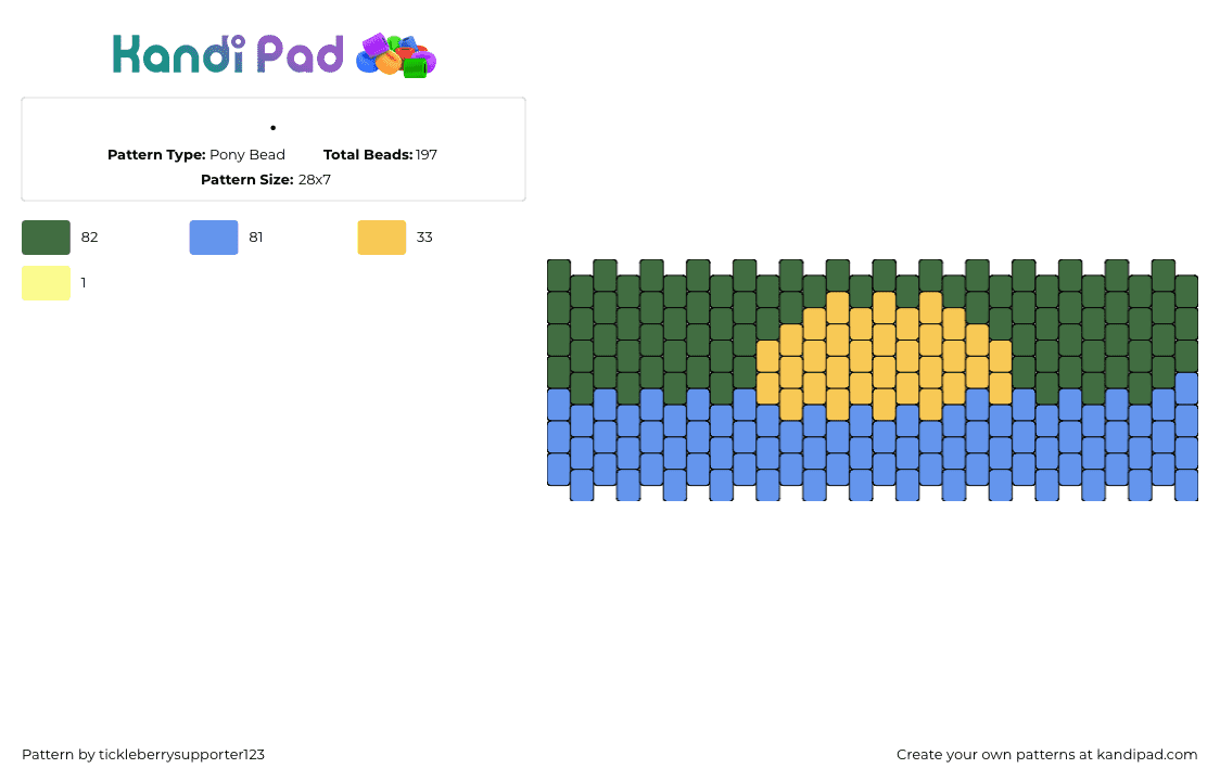 . - Pony Bead Pattern by tickleberrysupporter123 on Kandi Pad - sunset,ocean,water,cuff,simple,blue,green,yellow
