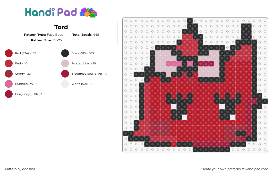 Tord - Fuse Bead Pattern by ddosma on Kandi Pad - tord,eddsworld,bow,character,animation,red