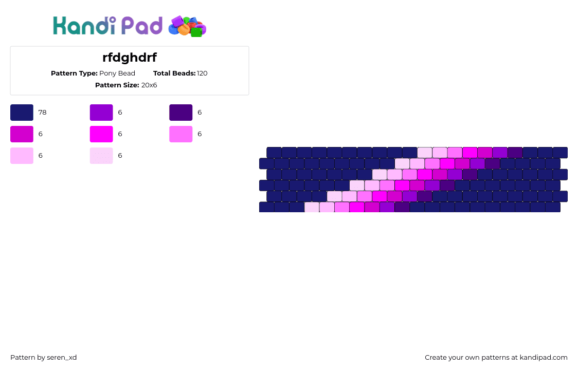 rfdghdrf - Pony Bead Pattern by seren_xd on Kandi Pad - retro,gradient,diagonal,stripes,glow,cuff,dark,pink,blue