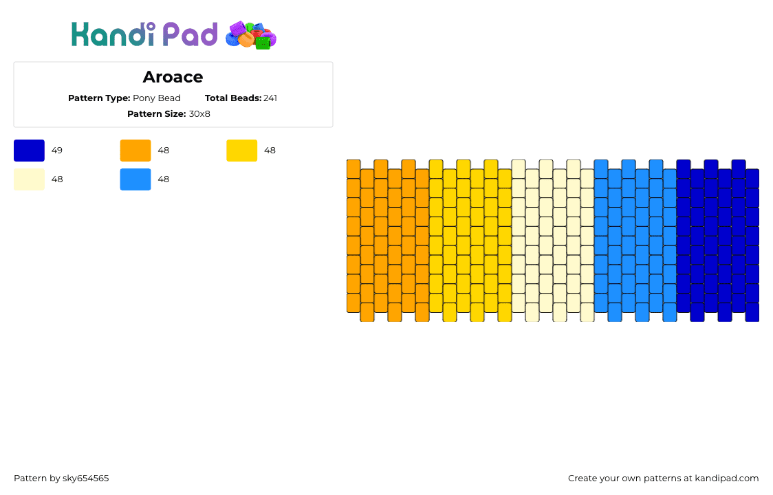 Aroace - Pony Bead Pattern by sky654565 on Kandi Pad - aroace,pride,cuff,orange,yellow,blue