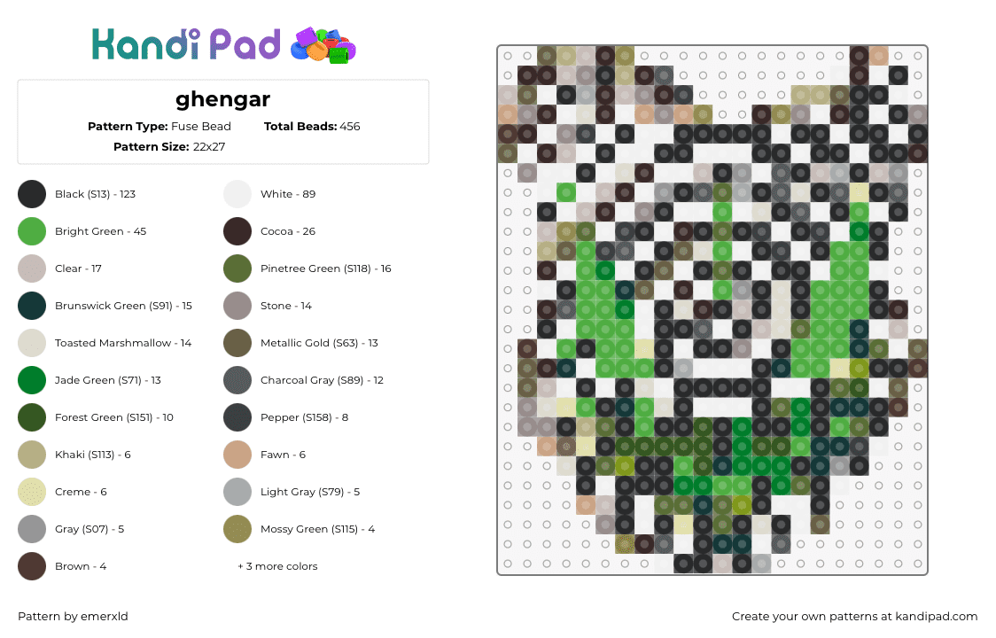 ghengar - Fuse Bead Pattern by emerxld on Kandi Pad - ghengar,hypnotic,spiral,dj,music,edm,dubstep,green,beige