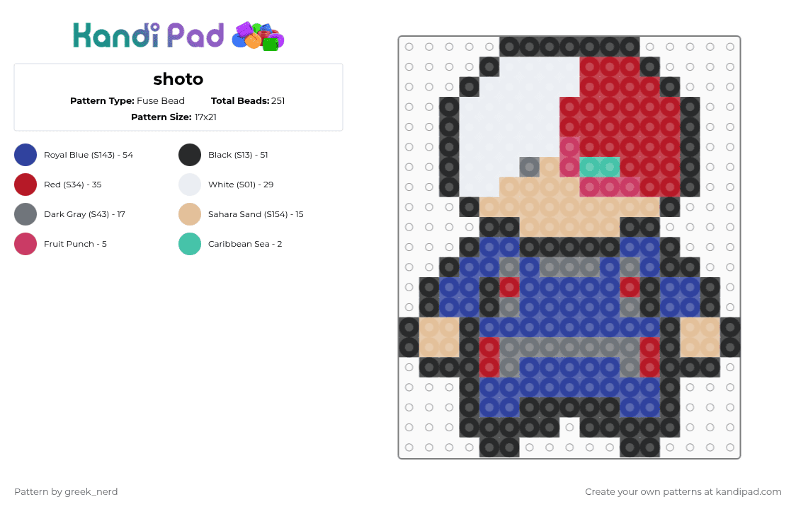shoto - Fuse Bead Pattern by greek_nerd on Kandi Pad - red,purple,beige